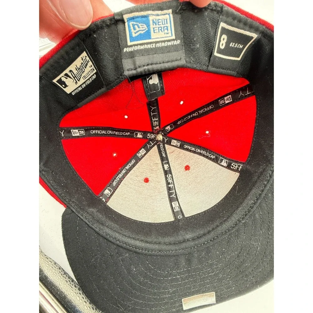 New Era 59FIFTY Cincinnati‎ Reds Baseball Cap Hat 8 Black Red Made in USA MLB